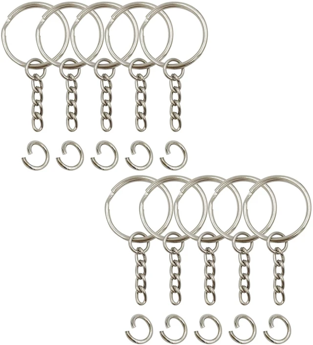 Main image of Key Ring with Chain and Open Jump Rings 1 inch, 50 Pack