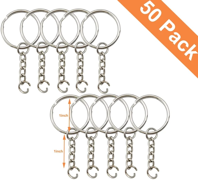 Alt view image 2 of 7 - Key Ring with Chain and Open Jump Rings 1 inch, 50 Pack