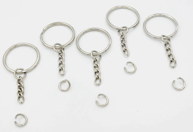 Alt view image 3 of 7 - Key Ring with Chain and Open Jump Rings 1 inch, 50 Pack