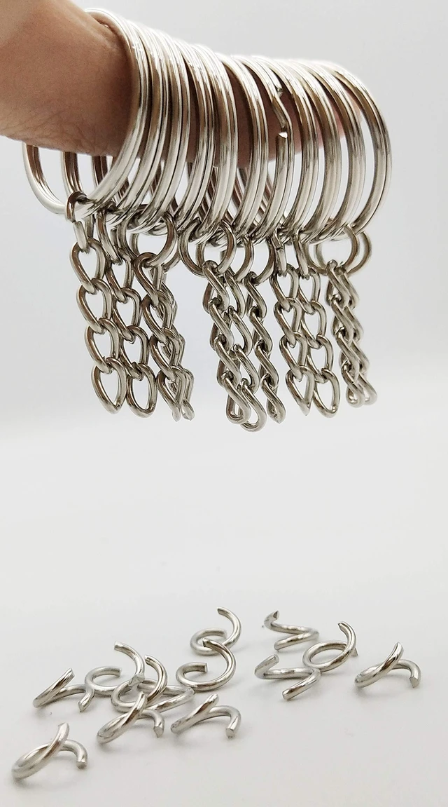 Alt view image 4 of 7 - Key Ring with Chain and Open Jump Rings 1 inch, 50 Pack