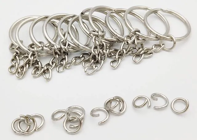 Alt view image 5 of 7 - Key Ring with Chain and Open Jump Rings 1 inch, 50 Pack