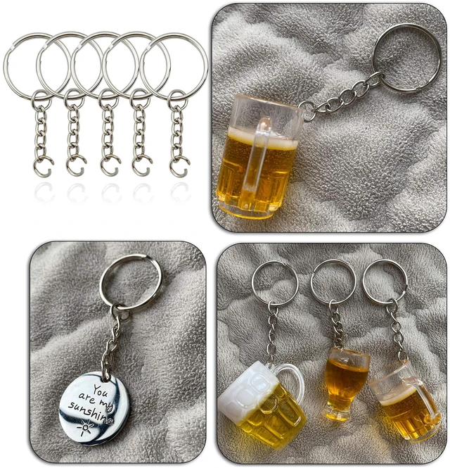 Alt view image 7 of 7 - Key Ring with Chain and Open Jump Rings 1 inch, 50 Pack