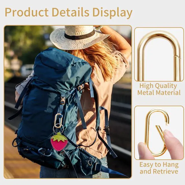 Alt view image 3 of 7 - 4 Pcs Oval Spring Ring Clips,1.97" Alloy Snap Hooks for Keychain,Handbag | Duty Metal Buckle,Oval Snap Clip for Purse Strap Extender, Keychain, Handbag & DIY CraftsGold