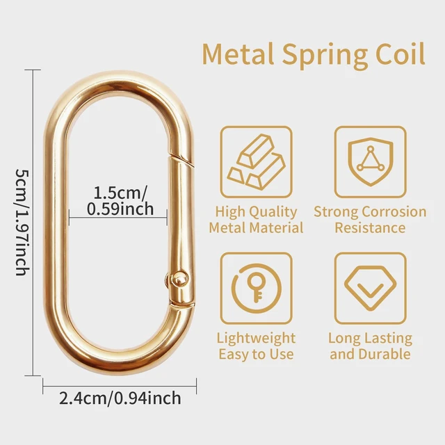 Alt view image 2 of 7 - 4 Pcs Oval Spring Ring Clips,1.97" Alloy Snap Hooks for Keychain,Handbag | Duty Metal Buckle,Oval Snap Clip for Purse Strap Extender, Keychain, Handbag & DIY CraftsGold