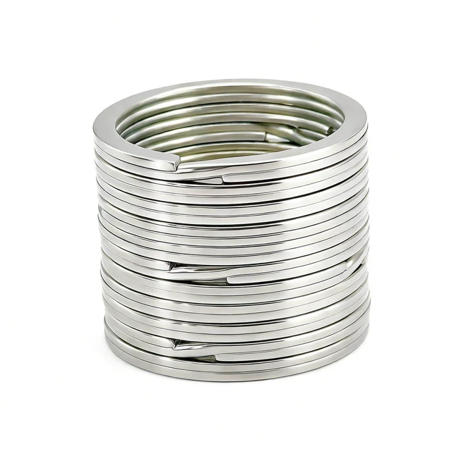 Alt view image 4 of 6 - 11 Pcs Stainless Steel Keyrings,Heavy Duty Round Split Key Chain Rings,30 mm/1.2 inch Flat Keyring