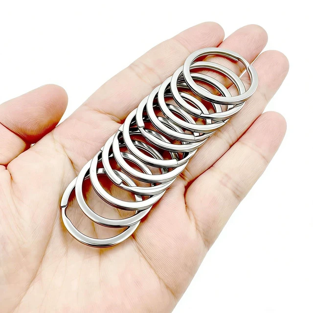 Alt view image 5 of 6 - 11 Pcs Stainless Steel Keyrings,Heavy Duty Round Split Key Chain Rings,30 mm/1.2 inch Flat Keyring