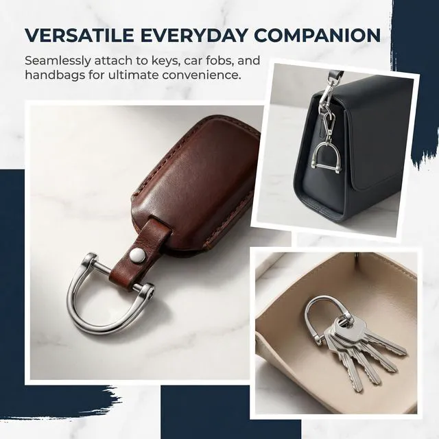 Alt view image 3 of 6 - D Shape Key Ring with Screw Shackle, 3 Pairs, 3 Colors | Black Silver Gold, For Car Key, Leather Craft, Purse Keychain Ring, Horseshoe Shape