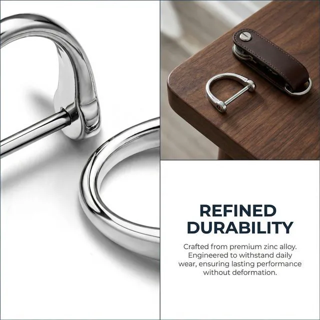Alt view image 4 of 6 - D Shape Key Ring with Screw Shackle, 3 Pairs, 3 Colors | Black Silver Gold, For Car Key, Leather Craft, Purse Keychain Ring, Horseshoe Shape