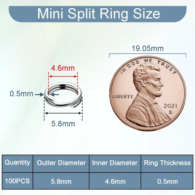 Alt view image 2 of 7 - 100 PCS 6mm Mini Split Ring for Jewelry Making, Double Loops Round Split Jump Rings Necklaces Bracelets Earrings Metal Tiny Keychains Key Rings for Pet Collar Tag DIY Craft Accessories