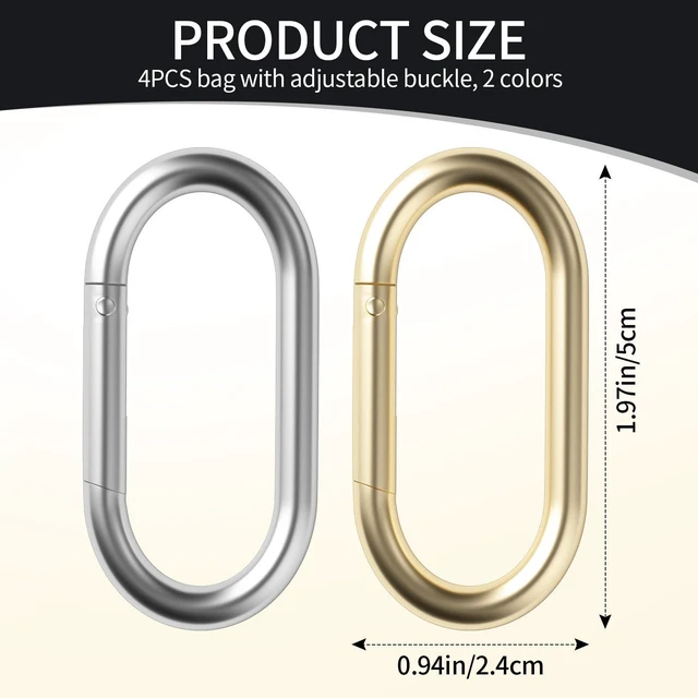Alt view image 2 of 7 - 4Pcs Gold Keychain Clip & Spring O Ring 1.97"x0.98" Gold & Silver | Purse Clip & Gold Carabiner - Carabiner Clip Gold for Keys, Bag, Handbag, Crafts