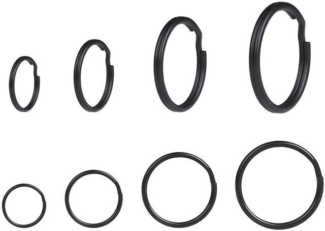 Alt view image 3 of 7 - 40 Pack Black Key Ring Keychain Assorted in 4 Sizes Metal Round Split Key Chains Rings for Home Car Dog Tag Office Lanyards Keys Attachment
