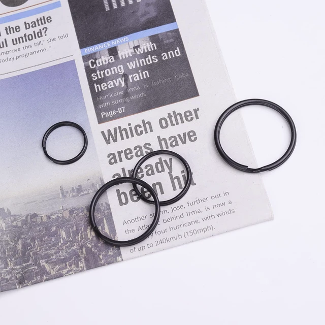 Alt view image 5 of 7 - 40 Pack Black Key Ring Keychain Assorted in 4 Sizes Metal Round Split Key Chains Rings for Home Car Dog Tag Office Lanyards Keys Attachment