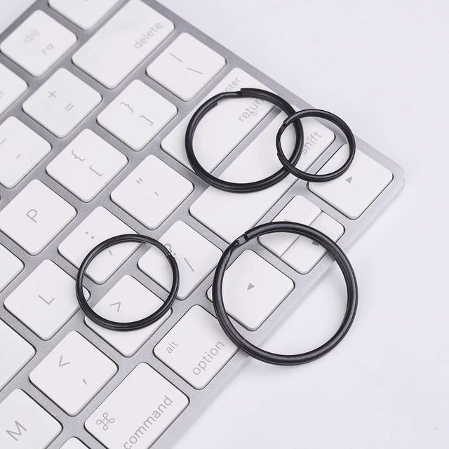 Alt view image 6 of 7 - 40 Pack Black Key Ring Keychain Assorted in 4 Sizes Metal Round Split Key Chains Rings for Home Car Dog Tag Office Lanyards Keys Attachment