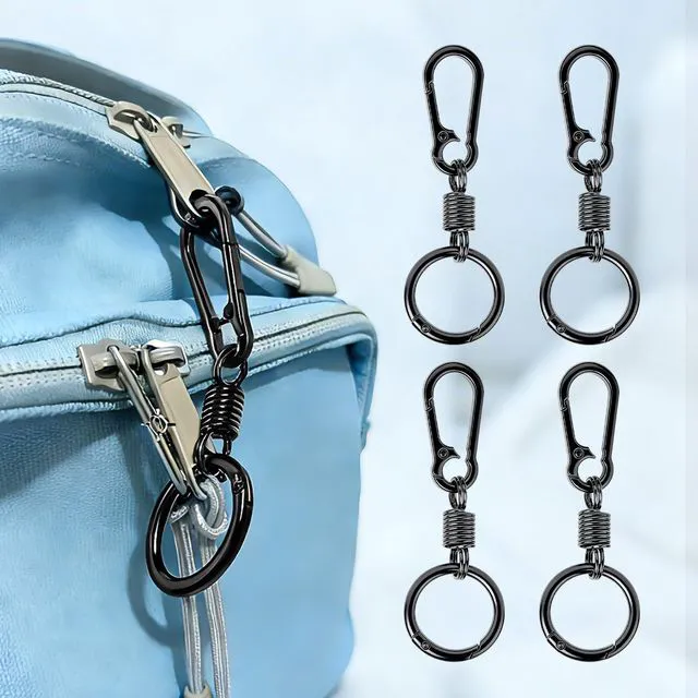 Main image of Zipper Clips Anti Theft Double Opening Small Zinc Alloy Carabiner Clips, Europe Travel Safety for Women, Easy to Use Suitable for Crossbody Bag, Backpack & Luggage, 4pack