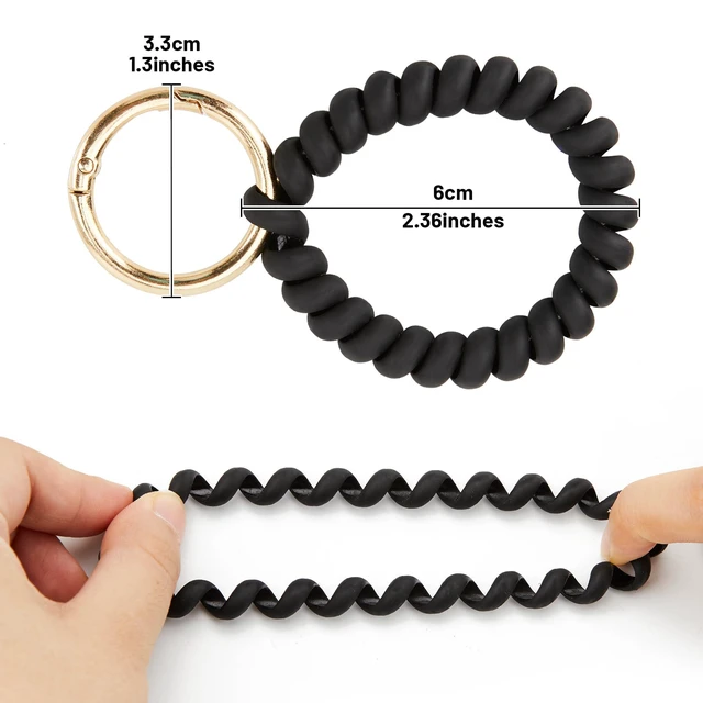 Alt view image 2 of 7 - Black Stretchable Wristband Keychain, Inner Diameter 1.65" Durable Waterproof Wrist Key Holder with Adjustable Wristlet Strap - Ideal for Gym, Swimming, Sauna, Running, and Outdoor ActivitiesUnisex