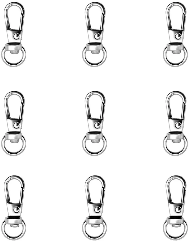 Main image of 12pcs Swivel Push Gate Snap Hooks Clasps for DIY Crafts Keychain Clip Purse Handbag Making Accessories (Silver,Small(32mm))