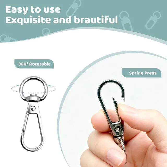 Alt view image 3 of 7 - 12pcs Swivel Push Gate Snap Hooks Clasps for DIY Crafts Keychain Clip Purse Handbag Making Accessories (Silver,Small(32mm))