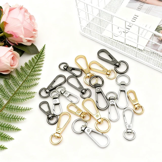 Alt view image 4 of 7 - 12pcs Swivel Push Gate Snap Hooks Clasps for DIY Crafts Keychain Clip Purse Handbag Making Accessories (Silver,Small(32mm))