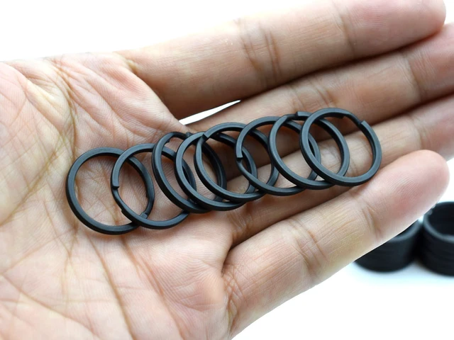 Alt view image 3 of 7 - 20 Pack Key Ring Keychain 3/4 Inch 20mm Diameter Metal Flat Split Key Chains Rings for Home Car Dog Tag Office Lanyards Keys Attachment Black