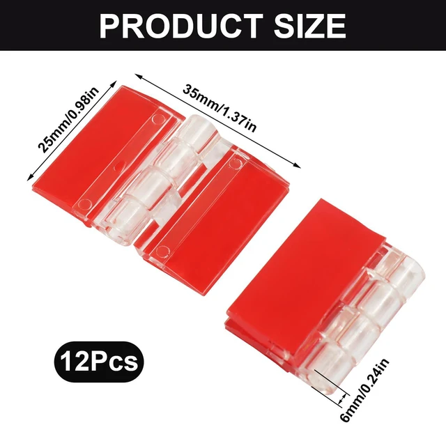 Alt view image 3 of 5 - Acrylic Hinges, 35x25mm, 12Pcs, Clear Plastic | Self-Adhesive, Transparent Piano Hinges, For Cabinet, Drawer, Display Stand, DIY Projects