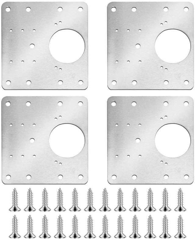 Main image of 4Pcs Cabinet Door Repair Plate Kit Cabinet Hinge Repair Plate Kit | 24 Screws, Stainless Steel, Durable, Upgraded, For Wooden, Kitchen, Cupboard Door, Locker, Furniture