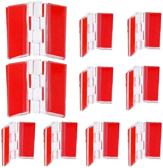 Main image of Clear Acrylic Hinges, 30 * 35mm, 12 Pcs | Invisible, Self Adhesive, For Aquarium Lids, Cabinets, Display Stands & DIY Furniture