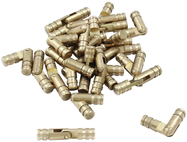 Main image of Barrel Hinges, 4x20mm Brass Hidden Hinges, 25 Pcs | Invisible Hinge, Small Concealed Hinges, For Crafts, Wooden Box, Jewelry Box, Cabinet Door