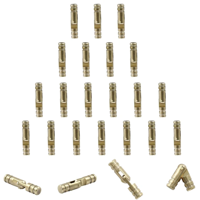 Alt view image 3 of 5 - Barrel Hinges, 4x20mm Brass Hidden Hinges, 25 Pcs | Invisible Hinge, Small Concealed Hinges, For Crafts, Wooden Box, Jewelry Box, Cabinet Door