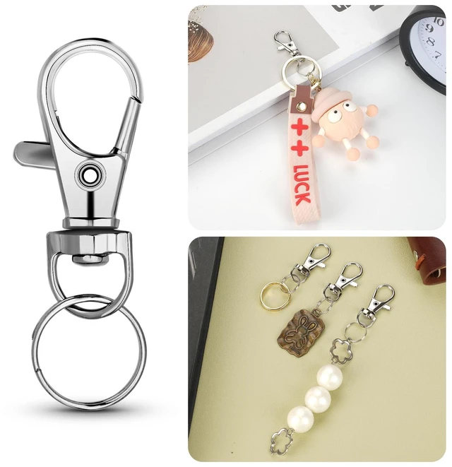 Alt view image 4 of 6 - 40 Sets of Mini Swivel Snap Hooks with Key Rings, Zinc Alloy, Includes Lobster Claw Clasps for DIY Crafts, Jewelry Making, Keychains, and Accessories, Silver Finish, 4.7 cm in Length