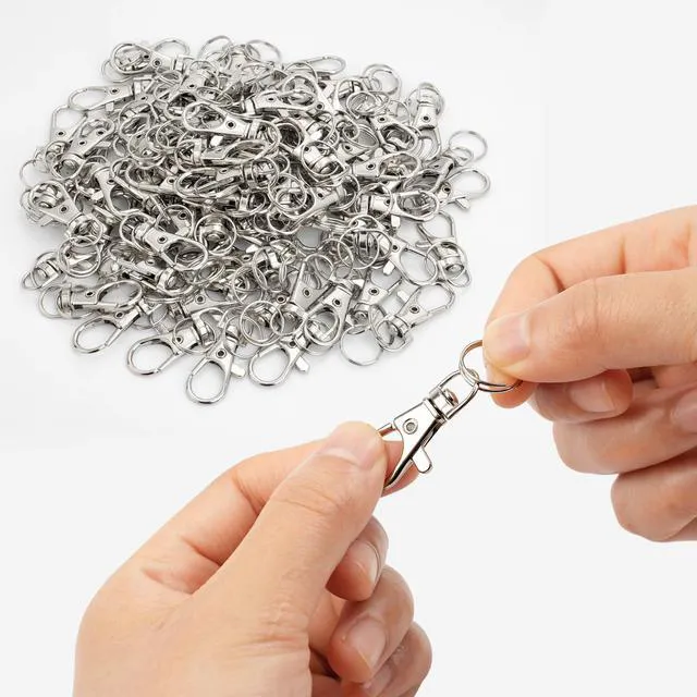 Alt view image 5 of 6 - 40 Sets of Mini Swivel Snap Hooks with Key Rings, Zinc Alloy, Includes Lobster Claw Clasps for DIY Crafts, Jewelry Making, Keychains, and Accessories, Silver Finish, 4.7 cm in Length