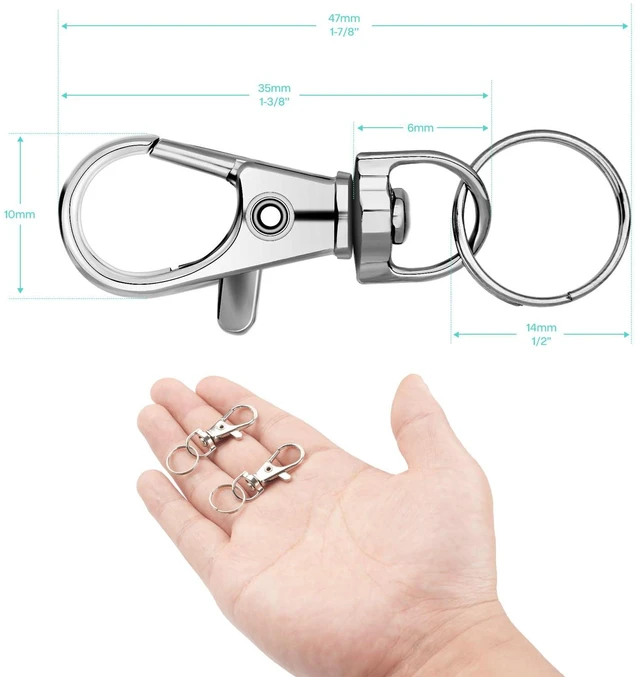 Alt view image 6 of 6 - 40 Sets of Mini Swivel Snap Hooks with Key Rings, Zinc Alloy, Includes Lobster Claw Clasps for DIY Crafts, Jewelry Making, Keychains, and Accessories, Silver Finish, 4.7 cm in Length