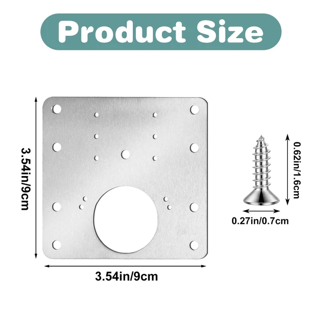 Alt view image 2 of 7 - 4Pcs Cabinet Door Repair Plate Kit Cabinet Hinge Repair Plate Kit | 24 Screws, Stainless Steel, Durable, Upgraded, For Wooden, Kitchen, Cupboard Door, Locker, Furniture