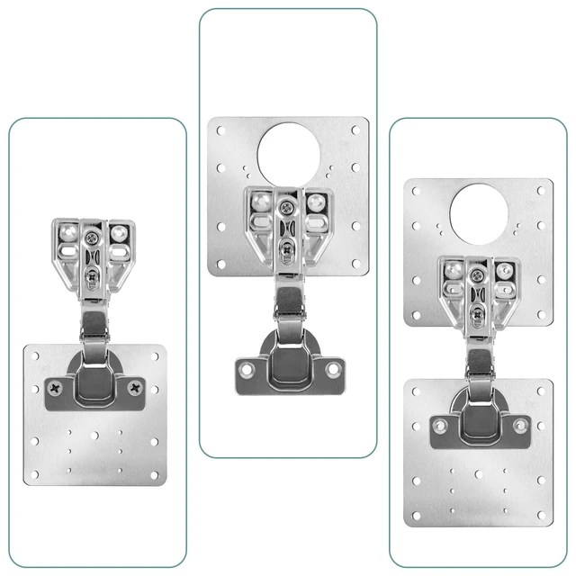 Alt view image 5 of 7 - 4Pcs Cabinet Door Repair Plate Kit Cabinet Hinge Repair Plate Kit | 24 Screws, Stainless Steel, Durable, Upgraded, For Wooden, Kitchen, Cupboard Door, Locker, Furniture