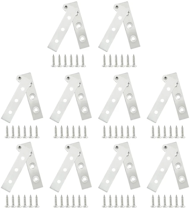Main image of Door Pivot Hinges, Stainless Steel, 65mm/2.5 in, 10 Pcs | 360 Degree Rotatable, Concealed Hinges, With Screws, For Windows, Door, Cabinet, Cupboard
