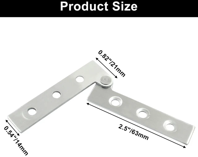 Alt view image 3 of 5 - Door Pivot Hinges, Stainless Steel, 65mm/2.5 in, 10 Pcs | 360 Degree Rotatable, Concealed Hinges, With Screws, For Windows, Door, Cabinet, Cupboard