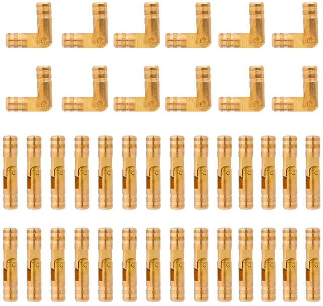 Main image of 40pcs Mini Barrel Hinges, 2x0.4x0.4cm/0.79x0.16x0.16in Tiny Solid Hidden Brass Cylindrical Hinges for Jewelry Wooden Box Craft DIY Model Making & Small Woodworking Projects