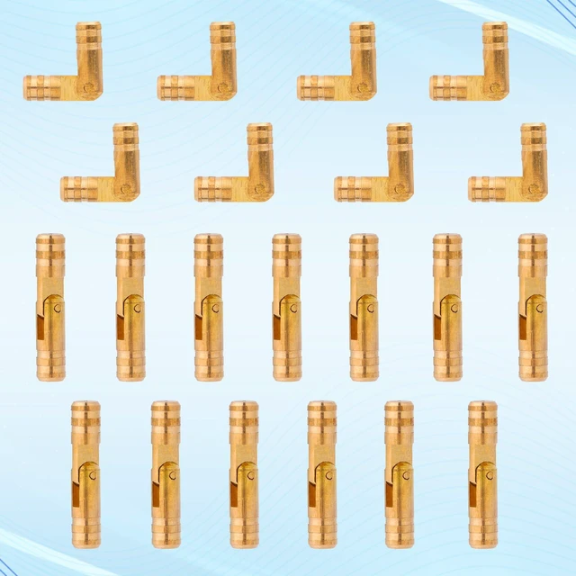 Alt view image 3 of 7 - 40pcs Mini Barrel Hinges, 2x0.4x0.4cm/0.79x0.16x0.16in Tiny Solid Hidden Brass Cylindrical Hinges for Jewelry Wooden Box Craft DIY Model Making & Small Woodworking Projects