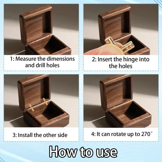 Alt view image 5 of 7 - 40pcs Mini Barrel Hinges, 2x0.4x0.4cm/0.79x0.16x0.16in Tiny Solid Hidden Brass Cylindrical Hinges for Jewelry Wooden Box Craft DIY Model Making & Small Woodworking Projects
