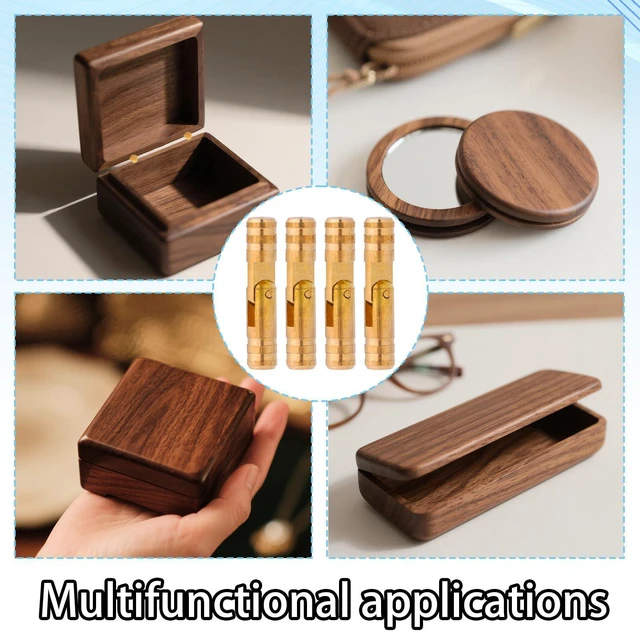 Alt view image 6 of 7 - 40pcs Mini Barrel Hinges, 2x0.4x0.4cm/0.79x0.16x0.16in Tiny Solid Hidden Brass Cylindrical Hinges for Jewelry Wooden Box Craft DIY Model Making & Small Woodworking Projects