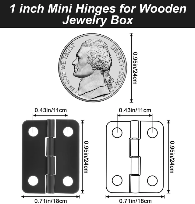 Alt view image 2 of 7 - 50 Pairs Folding Hinges, Small Hinge Rotatable Hardware Hinges | Mini Metal Tiny Hinges for Jewelry Box, Wooden Gift Case, Door, and Crafts