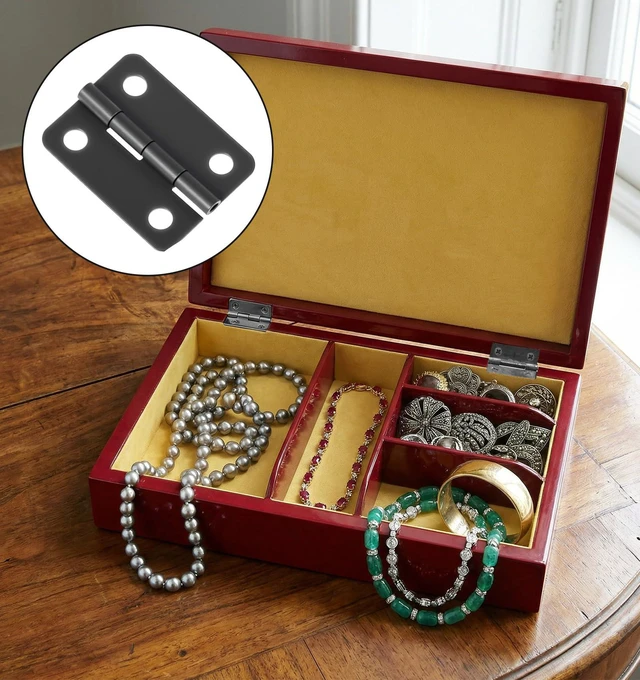 Alt view image 6 of 7 - 50 Pairs Folding Hinges, Small Hinge Rotatable Hardware Hinges | Mini Metal Tiny Hinges for Jewelry Box, Wooden Gift Case, Door, and Crafts