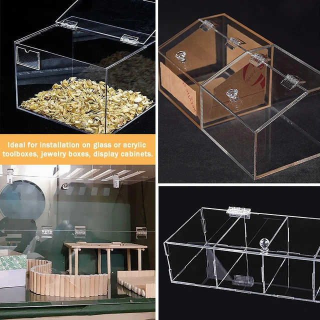 Alt view image 6 of 6 - Clear Acrylic Hinges for Plexiglass, 10pcs, 30mm x 35mm | Plastic Cabinet Hinges, Tiny Piano Hinge, Small Box Hinges, Mini Folding Hinge