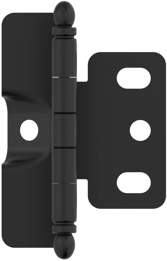 Main image of 3/4" Full Wrap Matte Black Decorative Cabinet Hinge | Non-Self-Closing Steel Cabinet Hinge for Doors with 3/4" (19mm) Door Thickness; Full Inset, Full Wrap