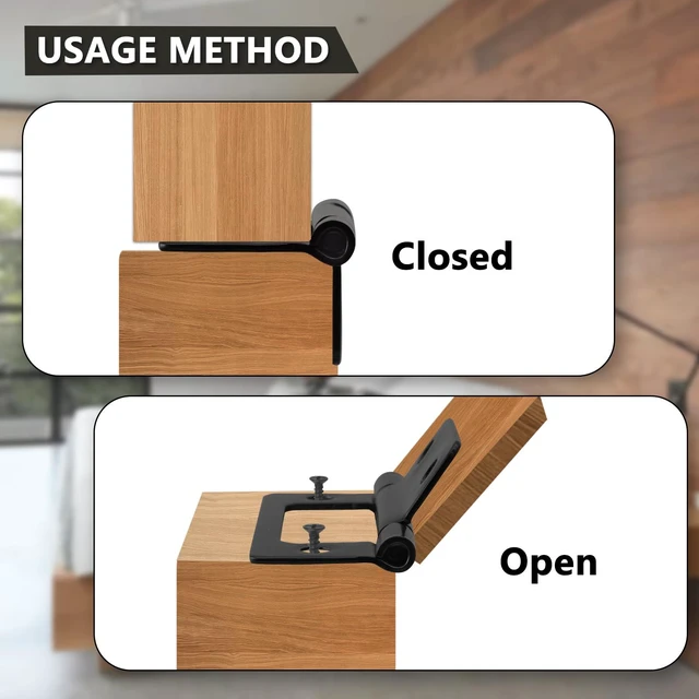 Alt view image 4 of 7 - 4 Pcs 2" Black Non-Mortise Hinges Bifold Cabinet Door w/Screws | Metal Black Coated, Smooth Silent Operation, 2"x0.98" Compact, Screws Included, For Cabinet Window Wood Box