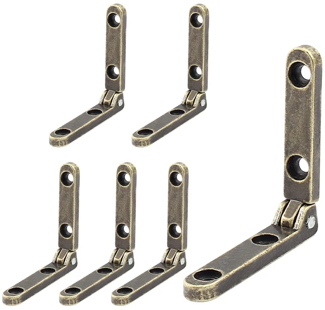 Main image of 6 Pcs Jewelry Box Hinges, Bronze | Mini Hinges, 90 Degree, Wood Box, Folding Hinges, With Screws