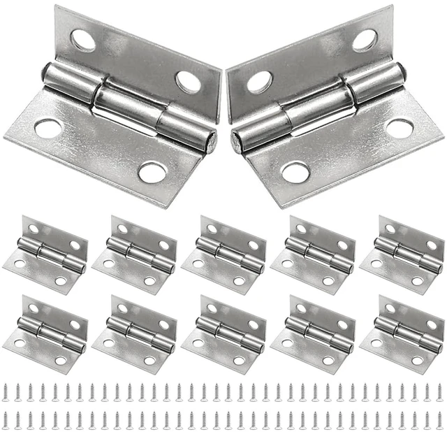 Main image of 12 Pack Butt Hinge 1 Inch Mini Hinges, Silver | 304 Stainless Steel Material, Small Cabinet Hinge, Folding Craft Hinges with Mounting Screws, For Boxes Gate Drawer
