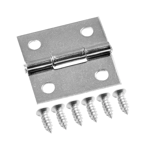 Alt view image 4 of 7 - 12 Pack Butt Hinge 1 Inch Mini Hinges, Silver | 304 Stainless Steel Material, Small Cabinet Hinge, Folding Craft Hinges with Mounting Screws, For Boxes Gate Drawer