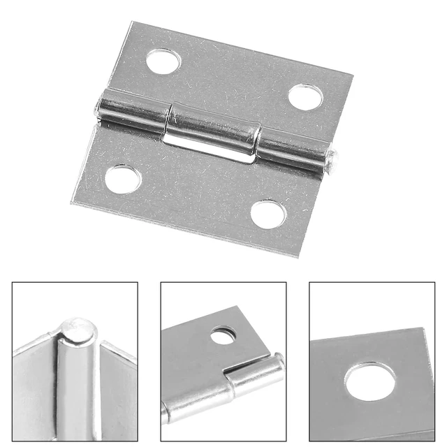 Alt view image 3 of 7 - 12 Pack Butt Hinge 1 Inch Mini Hinges, Silver | 304 Stainless Steel Material, Small Cabinet Hinge, Folding Craft Hinges with Mounting Screws, For Boxes Gate Drawer