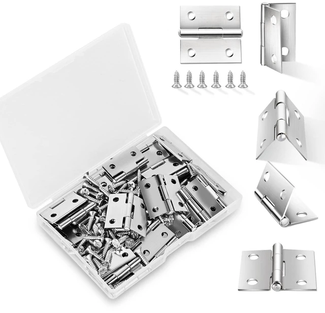 Main image of Mini Hinges Miniature Folding Butt Hinges Small Cabinet Folding Craft Hinge | Stainless Steel Mini Hinges for Wooden Box Gate Drawer,14 Set Small Hinges with Screws, 1" Jewelry Box Hardware Hinges Box