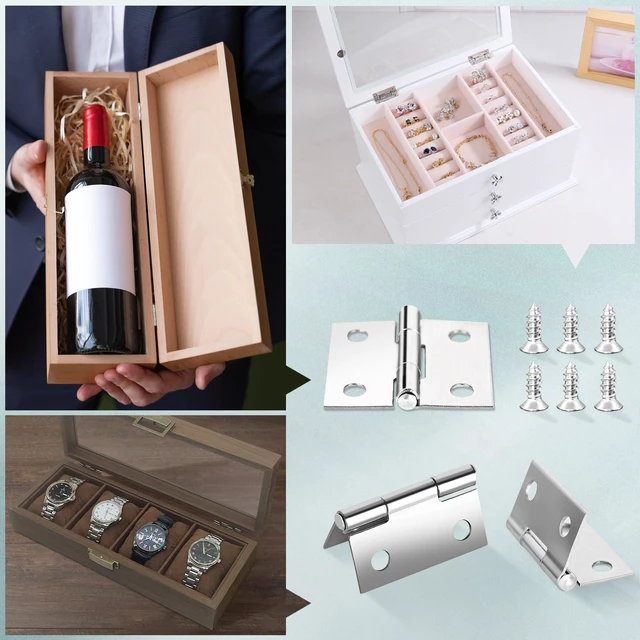 Alt view image 6 of 6 - Mini Hinges Miniature Folding Butt Hinges Small Cabinet Folding Craft Hinge | Stainless Steel Mini Hinges for Wooden Box Gate Drawer,14 Set Small Hinges with Screws, 1" Jewelry Box Hardware Hinges Box